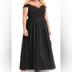City Chic Off-Shoulder Black Maxi Dress Plus Size 12 nWT Onyx Color